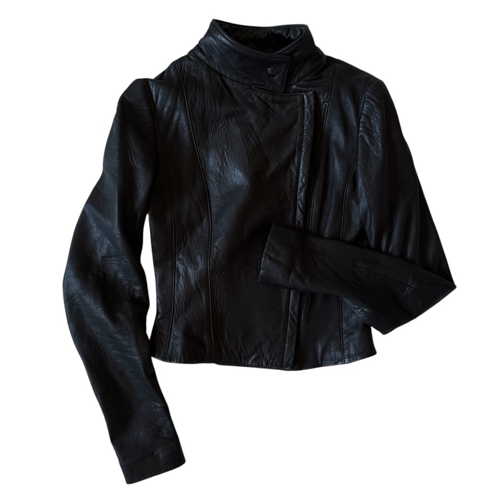 Kookai Genuine Leather Black Jacket 36